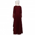 Polka dotted asymmetrical dress abaya- Maroon Polka dotted asymmetrical dress abaya- Maroon